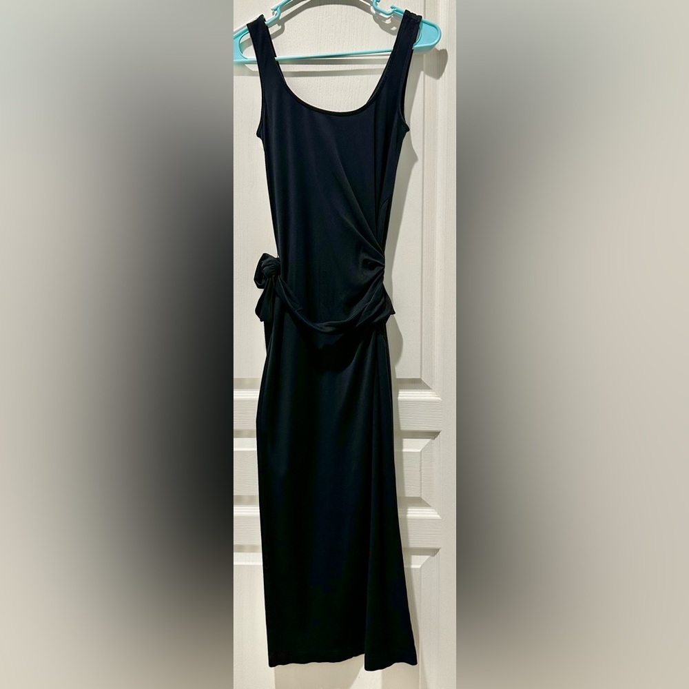 Vince. Sleeveless Wrap Black Midi Dress. ZB5 - Picture 2 of 9